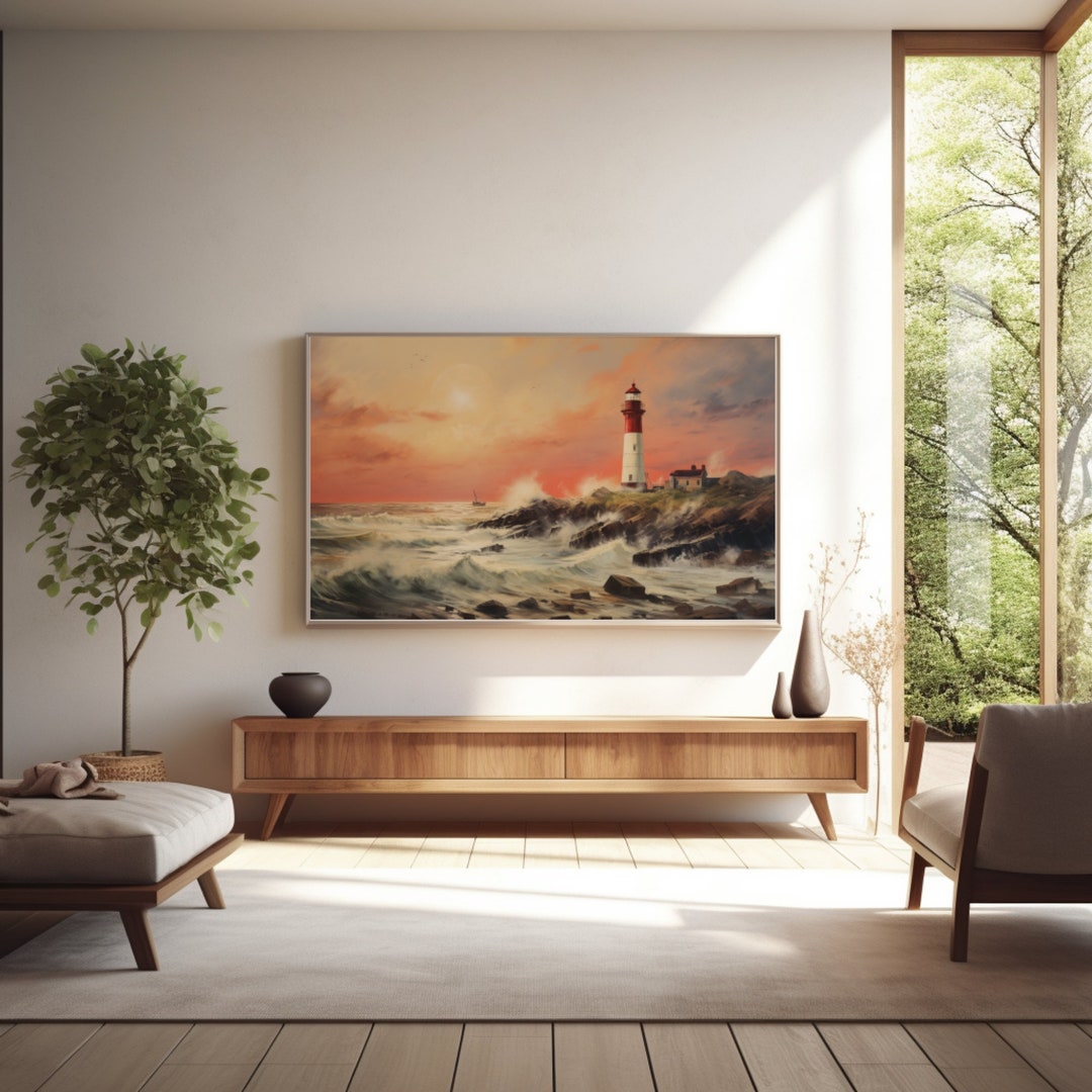 Lighthouse at Sunset | Frame TV Art | Screensaver - Etsy