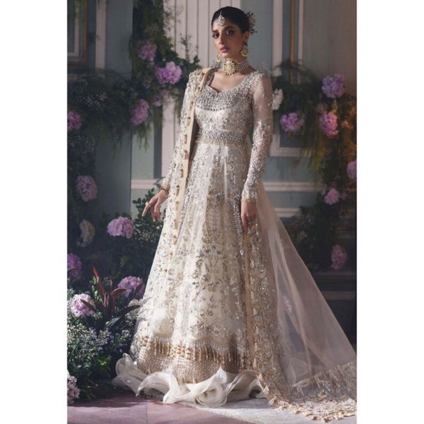 Pakistani Indian Wedding Dresses Embroidery Clothes long Maxi frock dress Collection Eid Suit Salwar Kameez Custom stitched nikkah UK USA