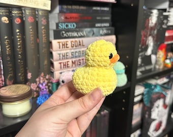 Crochet baby duck: amigurumi baby bubbles the rubber duckie with multiple color options, stuffed plushie, shimmer options available