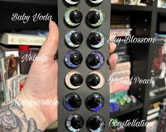 Safety Eyes: Hand painted eyes for amigurumi, crochet plushies, stuffed animal eyes for crafts, sinker recessed kawaii eyes