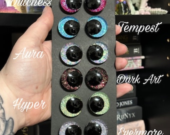 Safety Eyes: Hand painted eyes for amigurumi, crochet plushies, stuffed animal eyes for crafts, sinker recessed kawaii eyes