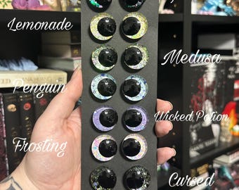 Safety Eyes: Hand painted eyes for amigurumi, crochet plushies, stuffed animal eyes for crafts, sinker recessed kawaii eyes