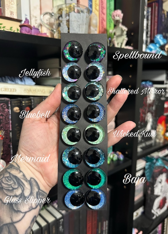 Safety Eyes: Hand painted eyes for amigurumi, crochet plushies, stuffed animal eyes for crafts, sinker recessed kawaii eyes