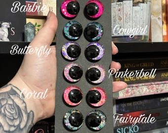 Safety Eyes: Hand painted eyes for amigurumi, crochet plushies, stuffed animal eyes for crafts, sinker recessed kawaii eyes