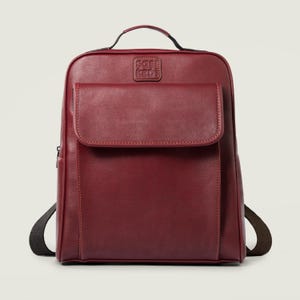 Leder Rucksack 14 Zoll Laptop Rucksack Minimal Arbeitsrucksack für Frauen