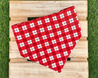 Red Plaid Christmas Scrunchie Dog Bandana