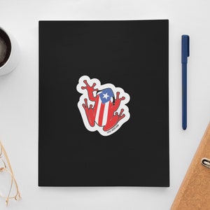 Coqui with Puerto Rico flag stickers, Love Puerto Rico sticker, Boricua sticker, original design sticker, Taino sticker, Borikén sticker,