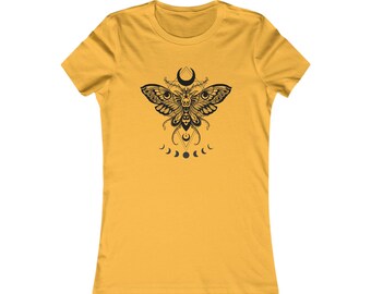 Tee, Death Head Moth Moon Phases, Women's Shirt, Butterfly Nature Top, Celestial Graphic Tee