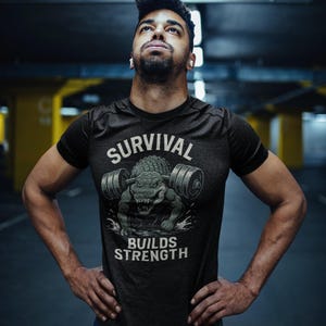 Fitness t shirt, Shirt for man, t shirt for gym, Training t shirt, Survival Strength, Fitness Apparel, Workout Shirt, Gym, Gift for Athletes