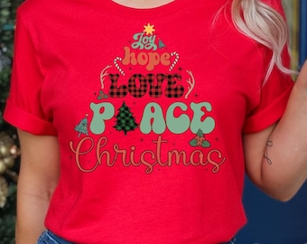 Joy Hope Love Peace Christmas Shirt, Family Matching Christmas Shirts,Christmas 2024 Shirt, Christmas 2024 Sweatshirt