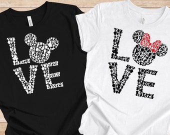 Disney liefdesshirt Mickey Minnie, liefdesshirt Disney, shirt Mickey Ears, shirt Mickey en Minnie Love, liefdesshirt, Disney-shirt