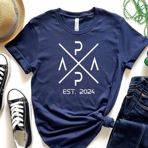 Dad T-Shirt personalized with name and year, Personalized with name,Custom Embroidered Shirt,T-shirt for Men,PAPA Est 2024,Fathers Day Gift