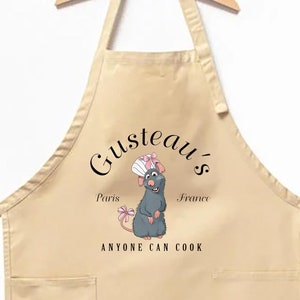 Ratatouille Family Apron, Ratatouille Anyone Can Cook Kitchen Mom Gifts, Chef Mouse Couple Apron, Apron For Dad, Mouse Chef Kitchen Little