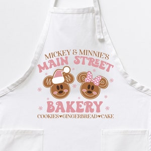 Mickey and Minnie Main Street Bakery Apron, Custom Family Kitchen Apron,Chef Couple Apron, Apron For Dad, Little Chef Kitchen Apron
