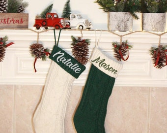 2026 Personalized Christmas Xmas Embroidered Family Name Stockings,Personalized Christmas Stockings 2026,Custom Family Stockings with Name