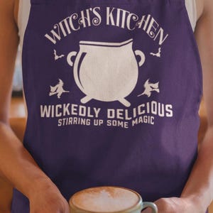 Witch&#39;s Kitchen Aprons, Wickedly Delicious Stirring Up Some Magic Apron, Halloween Witch Apron, Witch&#39;s Boiler Apron, Spooky Witch Apron