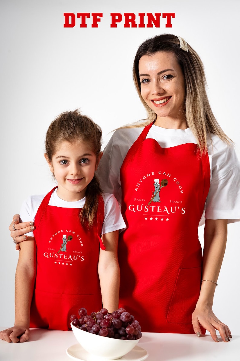 Ratatouille Embroidery Apron, Ratatouille Anyone Can Cook Kitchen Mom