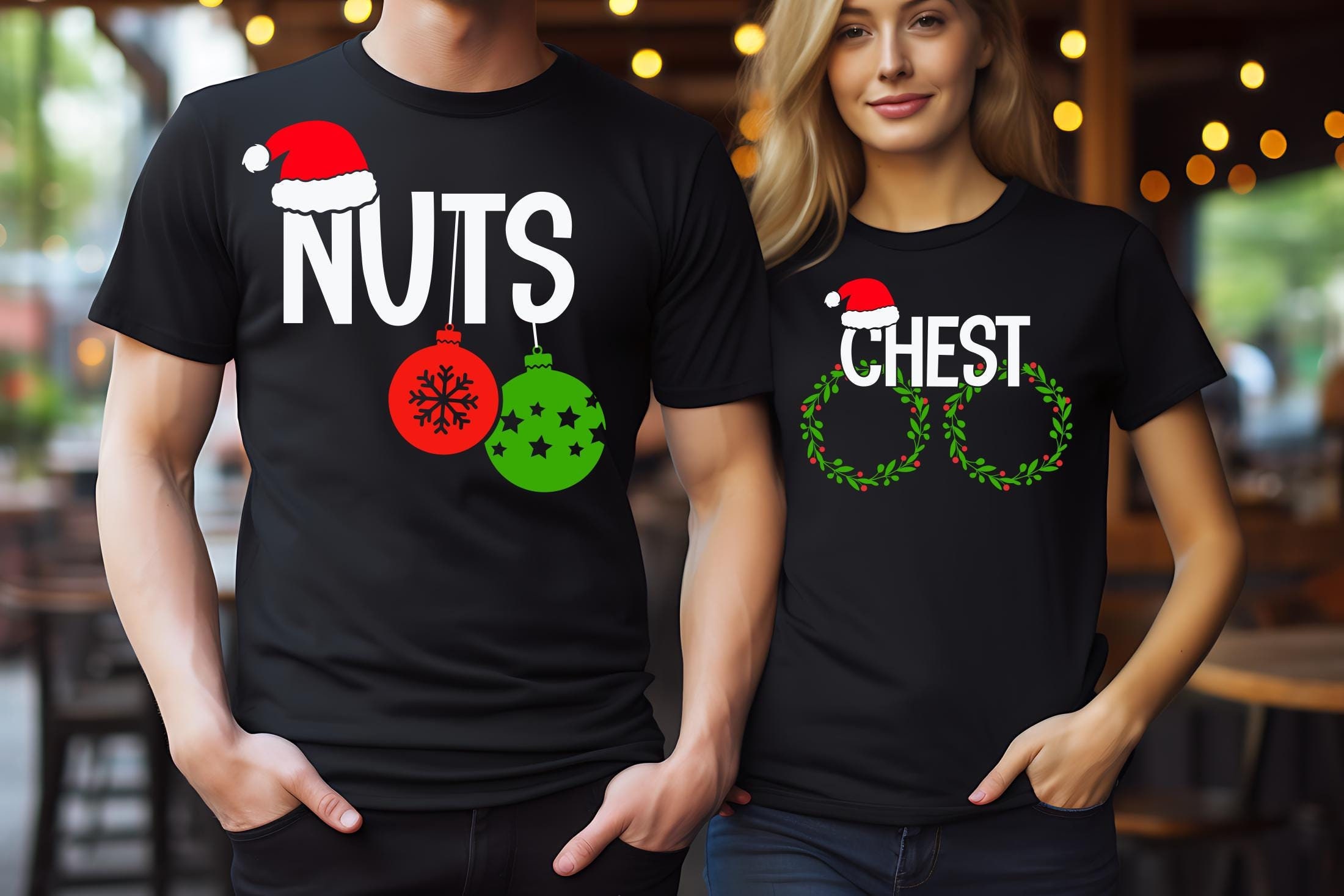 Chest And Nuts Couples Christmas T-Shirt, Funny Christmas Shirt, Chest Nuts Couples Matching Shirts, Chest Nuts Christmas Couple shirts