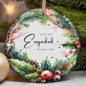 Engaged Ornament, Engagement Ornament, Engagement Gift, Custom Ornament, Personalized First Christmas Engaged, Engagement Announcement