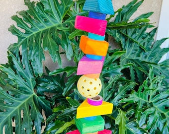Large Macaw Wood Toy: Heavy Chewer Parrot Enrichment