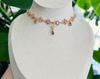 Violet Fairycore Necklace, Handmade jewelry, fairy inspired jewelry, angelcore