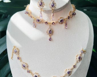 Fairycore Jewelry Set: Princess necklace, renaissance faire, Regency Era Ball, handmade necklace
