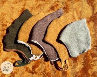 Woolen hat, lined with thin or thick cotton fleece, for baby and child, gnome hat, elf hat, pointed hat, by Cozy Wombat
