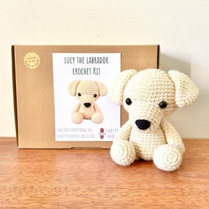 Crochet kit for a cute amigurumi animal toy ~ Lucy the Labrador ~ DIY kit/crafting kit/starter pack