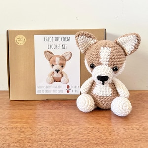 Crochet kit for a cute amigurumi animal toy ~ Chloe the Corgi ~ DIY kit/crafting kit/starter pack