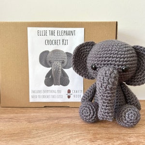Crochet kit for a cute amigurumi animal toy ~ Ellie the Elephant ~ DIY kit/crafting kit/starter pack
