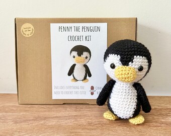 Crochet kit for a cute amigurumi animal toy ~ Penny the Penguin ~ DIY kit/crafting kit/starter pack