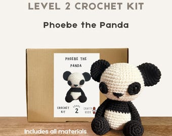 Phoebe the Panda 100% Wool Crochet Kit - Amigurumi Animal/DIY Kit/Starter Pack