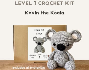 Kevin the Koala 100% Wool Crochet Kit - Amigurumi Animal/DIY Kit/Starter Pack/Beginner Friendly