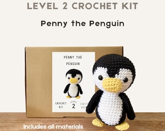 Penny the Penguin 100% Wool Crochet Kit - Amigurumi Animal/DIY Kit/Starter Pack