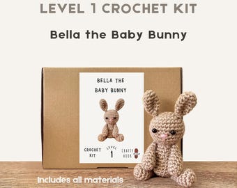 Bella the Baby Bunny 100% Wool Crochet Kit - Amigurumi Animal/DIY Kit/Starter Pack/Beginner Friendly