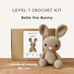 Bella das Häschen Häkeln Kit - Amigurumi Tier aus 100% Wolle/DIY Kit/Starter Pack/Anfängerfreundlich