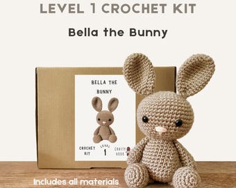 Bella the Bunny 100% Wool Crochet Kit - Amigurumi Animal/DIY Kit/Starter Pack/Beginner Friendly