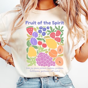 Boho Fruit of the Spirit Christian Shirt, Vintage Aesthetic Bible Verse Tshirt, Trendy Art Shirt Women&#39;s Faith Apparel, Christianity Shirt