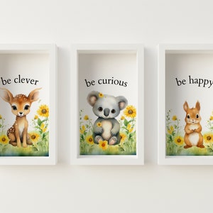 Woodland Animal Wall Art, PRINTED Art Set of 3 | Woodland Nursery Art Prints | Woodland Animal Prints