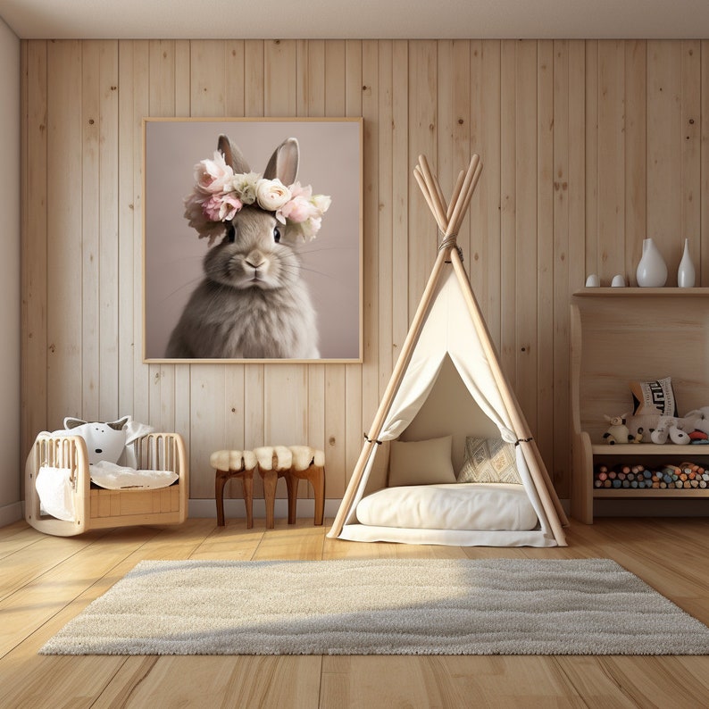 Nursery Wall Art Bunny Rabbit Print Girls Bedroom Decor Nursery Decor ...