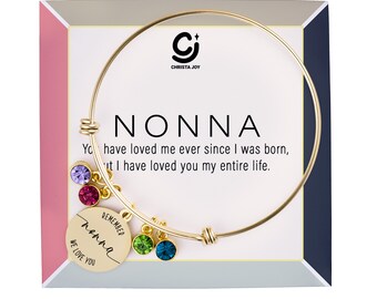 Personalized Nonna Bracelet: Family Birthstone Gift for Grandma from Grandkid