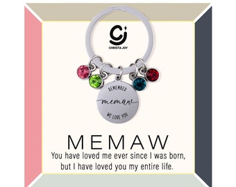 Memaw Keychain, Memaw Gifts, Grandma Keychain, Memaw Key Chain, Birthstone Keychain for Grandma, Personalized Mothers Day Gifts for Memaw