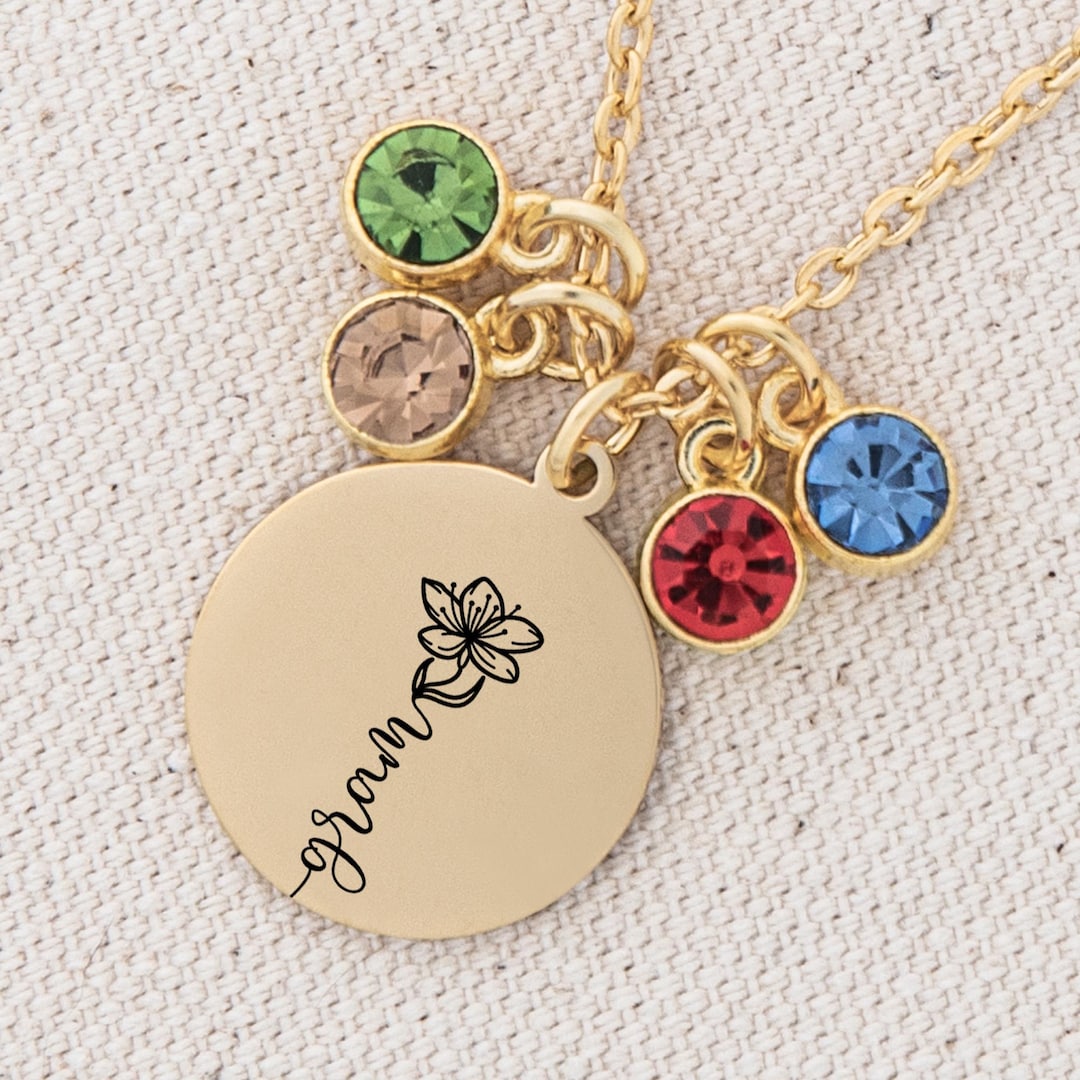 Personalized Gram Birthstone Necklace: Custom Gold- or Silver-plated ...