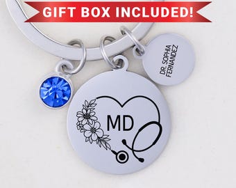 Medical School Graduation Gifts, Doctor Keychain, New Doctor Gift, Custom MD Graduation Gift,Personalized Dr Graduation Gift,Physician Gift