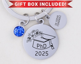PhD Graduation Gift, Keychain for PhD, Custom Name Keychain for Women, PhD Jewelry, Gift for PhD, Graduation Keyring for Her,Doctorate Gifts