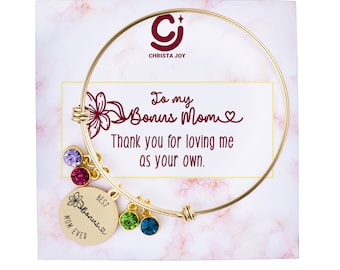 Bonus Mom Bracelet, Step Mom Gift, Bonus Mom Gift, Step Mom Mothers Day Gift,Stepmom Gift,Step Mom Bracelet,Birthstone Bracelet for Step Mom