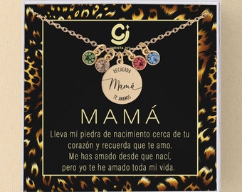 Madre Necklace, Regalo Para Mama, Mothers Day gift Spanish, Custom Gift for Madre, Birthstone Necklace for Mom, Family Birthstone Necklace