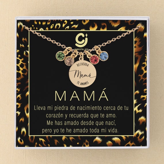 Madre Necklace, Regalo Para Mama, Mothers Day gift Spanish, Custom Gift for Madre, Birthstone Necklace for Mom, Family Birthstone Necklace