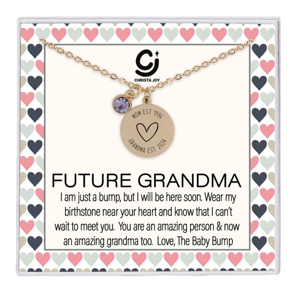 New Grandma Necklace, Pregnancy Announcement Grandma, Future Grandma Gift from Baby Bump, Grandma Est. 2024 Necklace, New Grandma Gift