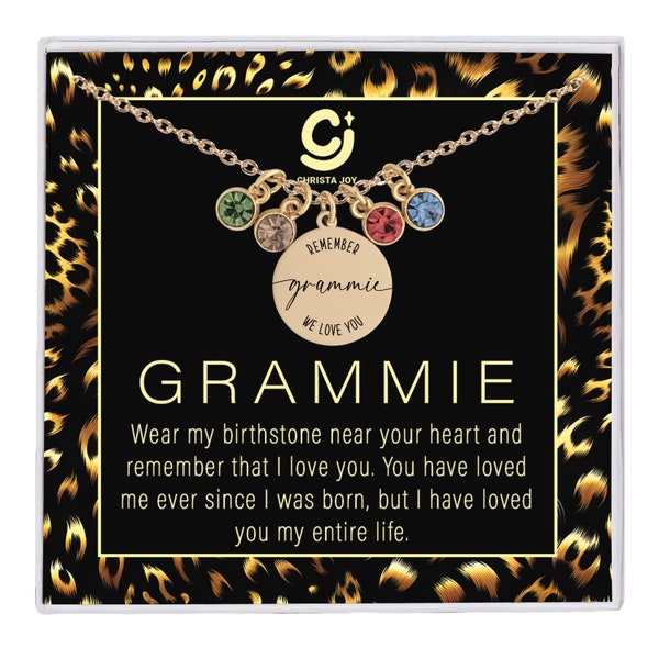 Grammie Necklace, Grammie Gifts, Grandma Necklace Birthstone, Family Birthstone Necklace, Custom Mothers Day Gift for Grammie from Grandkids